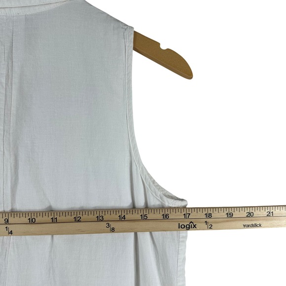 Emma G Women's Dress White 100% Cotton Pintuck Eyelet Lined Collard Midi Size M - Picture 8 of 11